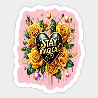 Enchanting Bouquet of Golden Roses And Heart Sticker